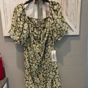 Mimi Chica Olive Floral Mini Dress